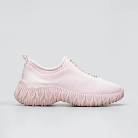 Miu Miu Crystal-Embellished Low Top Sneakers, New, Size 39.5 - Picture 1 of 15